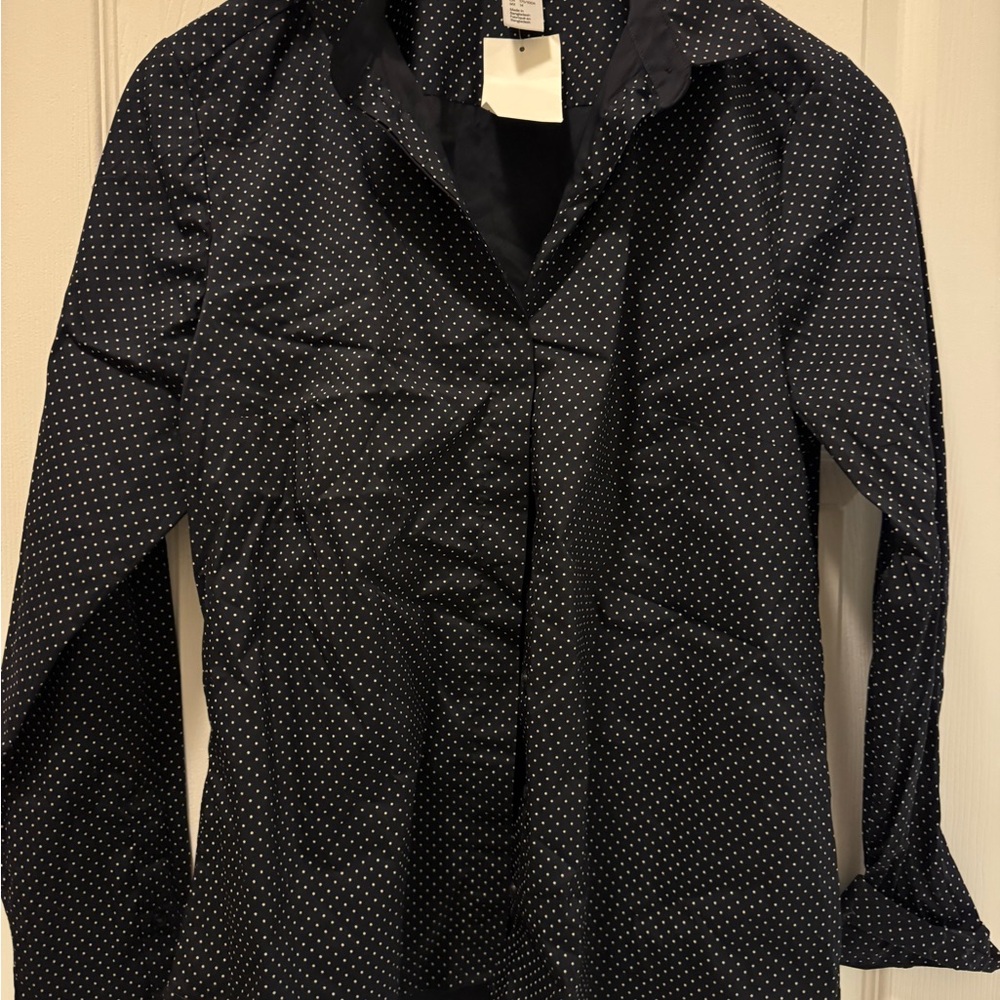 Black Polka Dot Button-Up Shirt